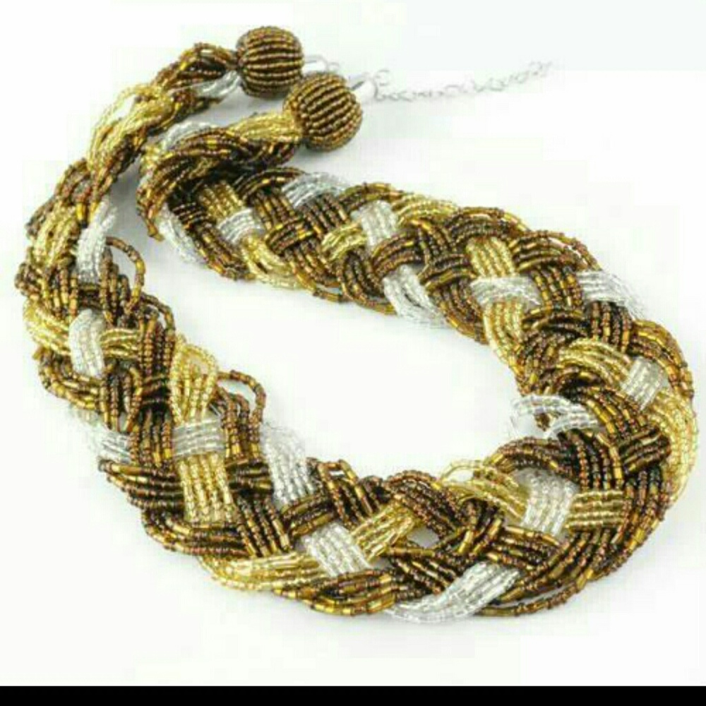 Metallic beads braided Necklace